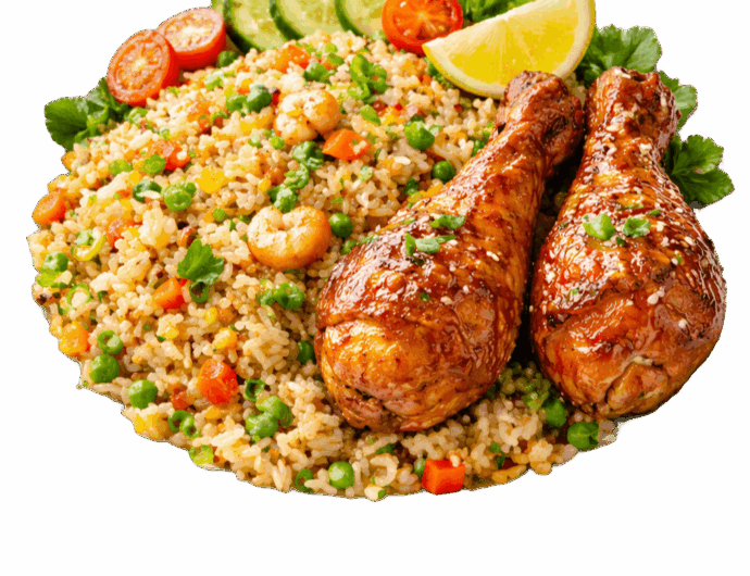 Glazed chicken and vibrant fried rice (1)